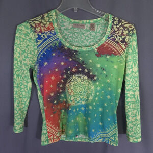 Vintage i.e. relaxed 90s Y2K Sheer Top Womens Size Medium Rave Party Psychedelic